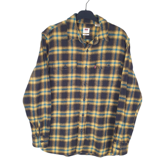 Mens Yellow Levis Flannel Overshirt Shacket Long Sleeve Shirt