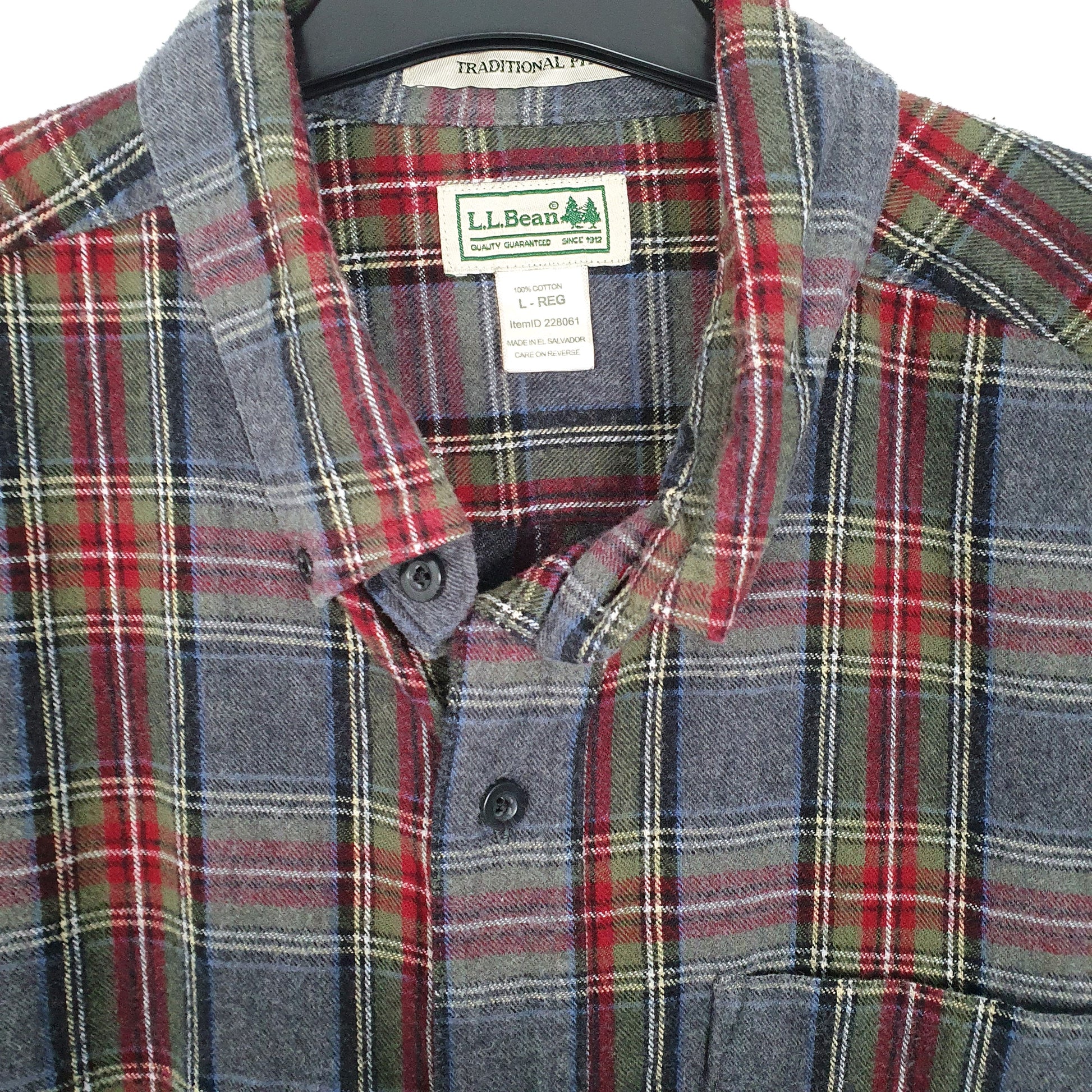 Mens Grey L.L.Bean Flannel Overshirt Long Sleeve Shirt