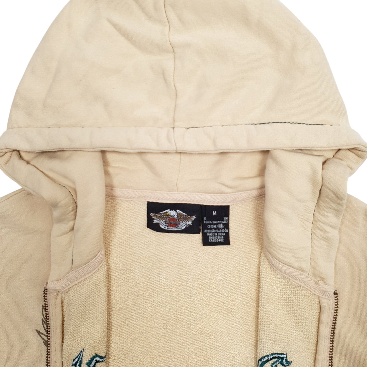 Womens Beige Harley Davidson Motorbikes Full Zip Jumper