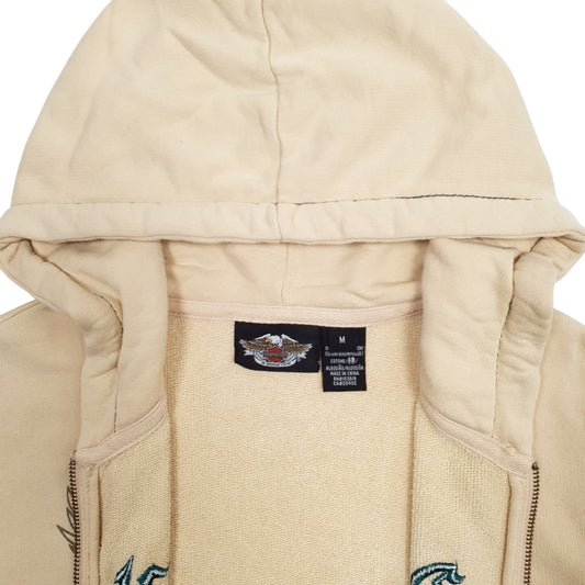 Womens Beige Harley Davidson Motorbikes Full Zip Jumper