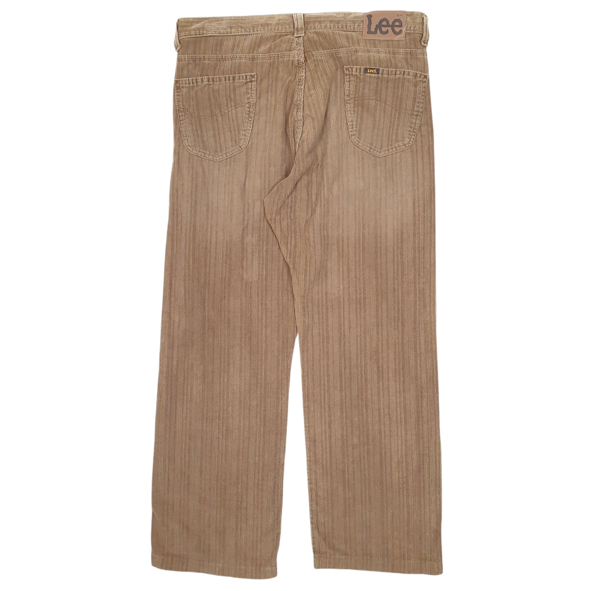 Mens Beige Lee Vintage 90s 00s Baggy Corduroy Trousers