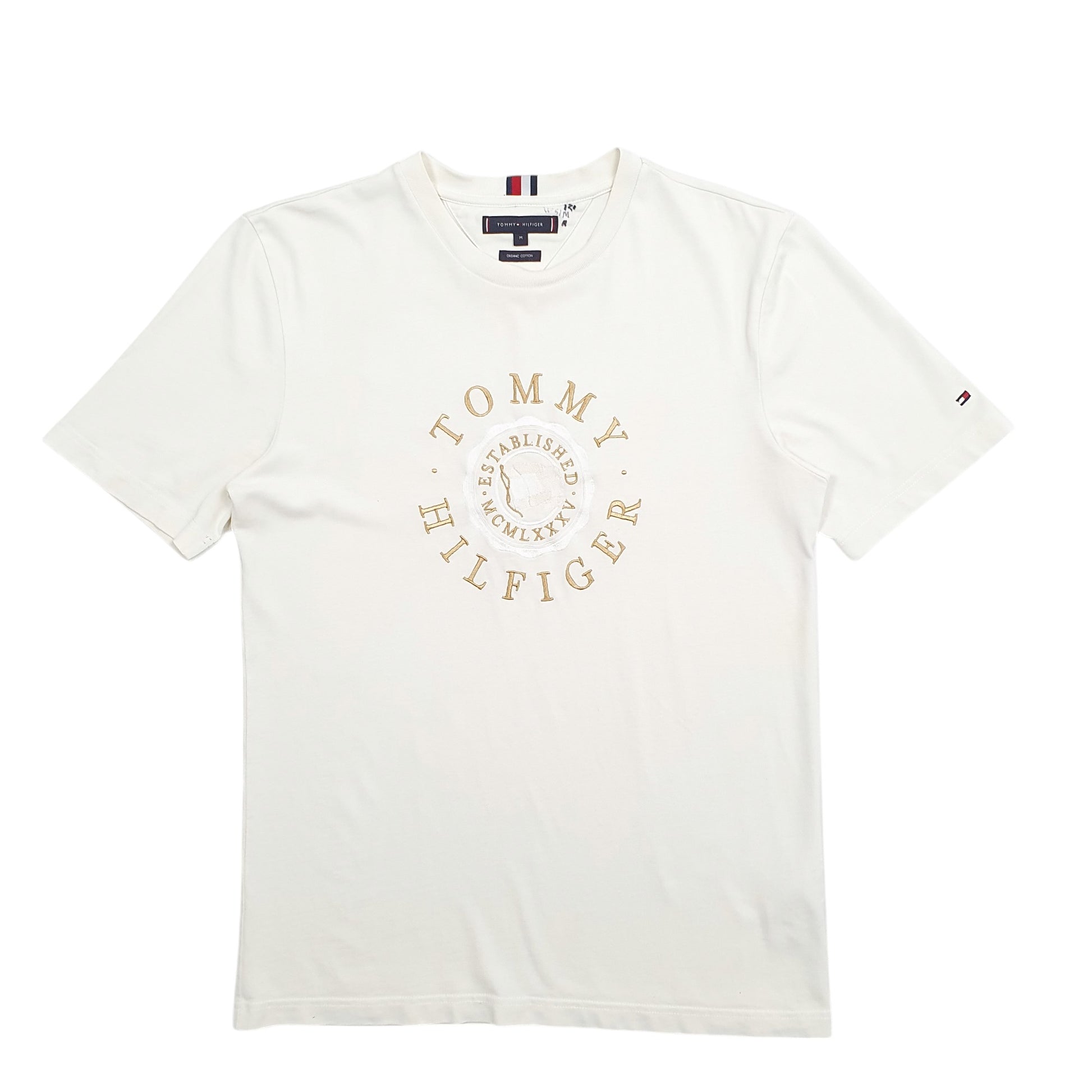 Mens Cream Tommy Hilfiger Spellout Short Sleeve T Shirt