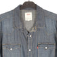 Mens Blue Levis Denim Jeans Indigo Western Pearl Snap Cowboy Long Sleeve Shirt