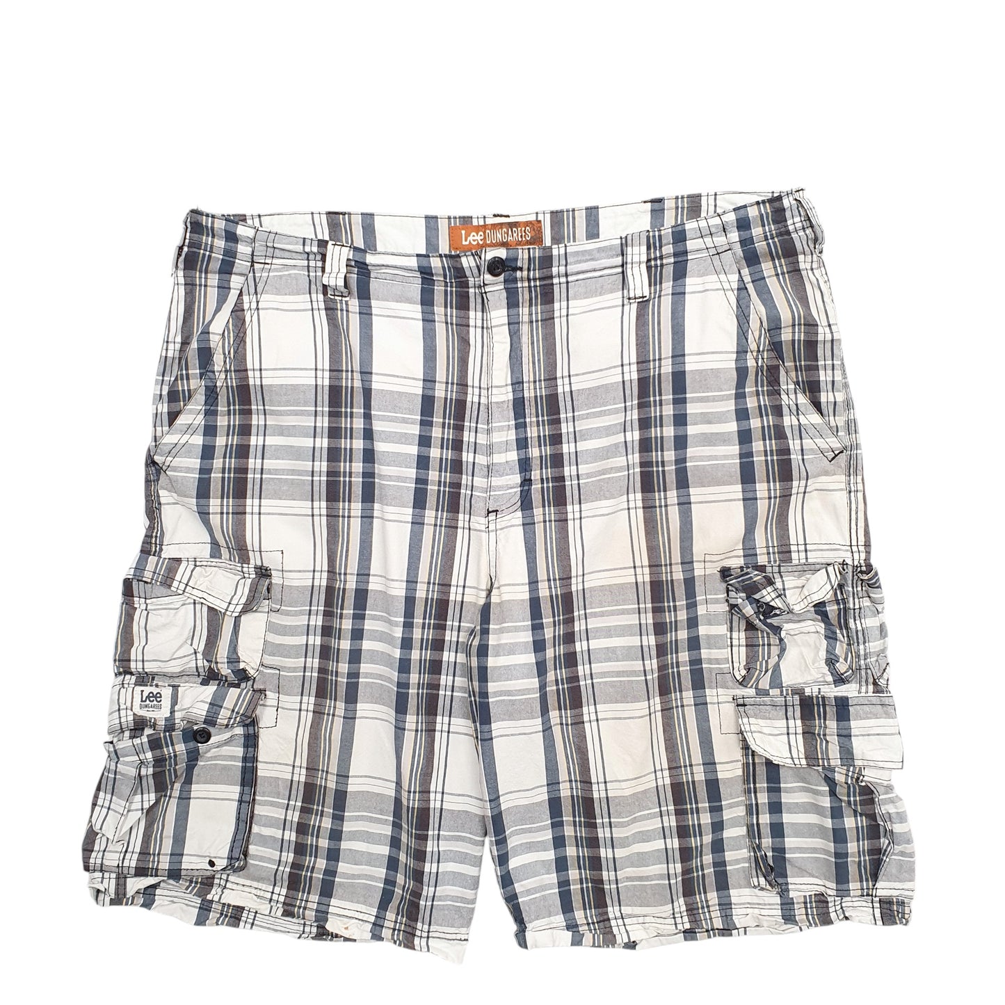 Mens Grey Lee Madras Ivy League Chino Shorts