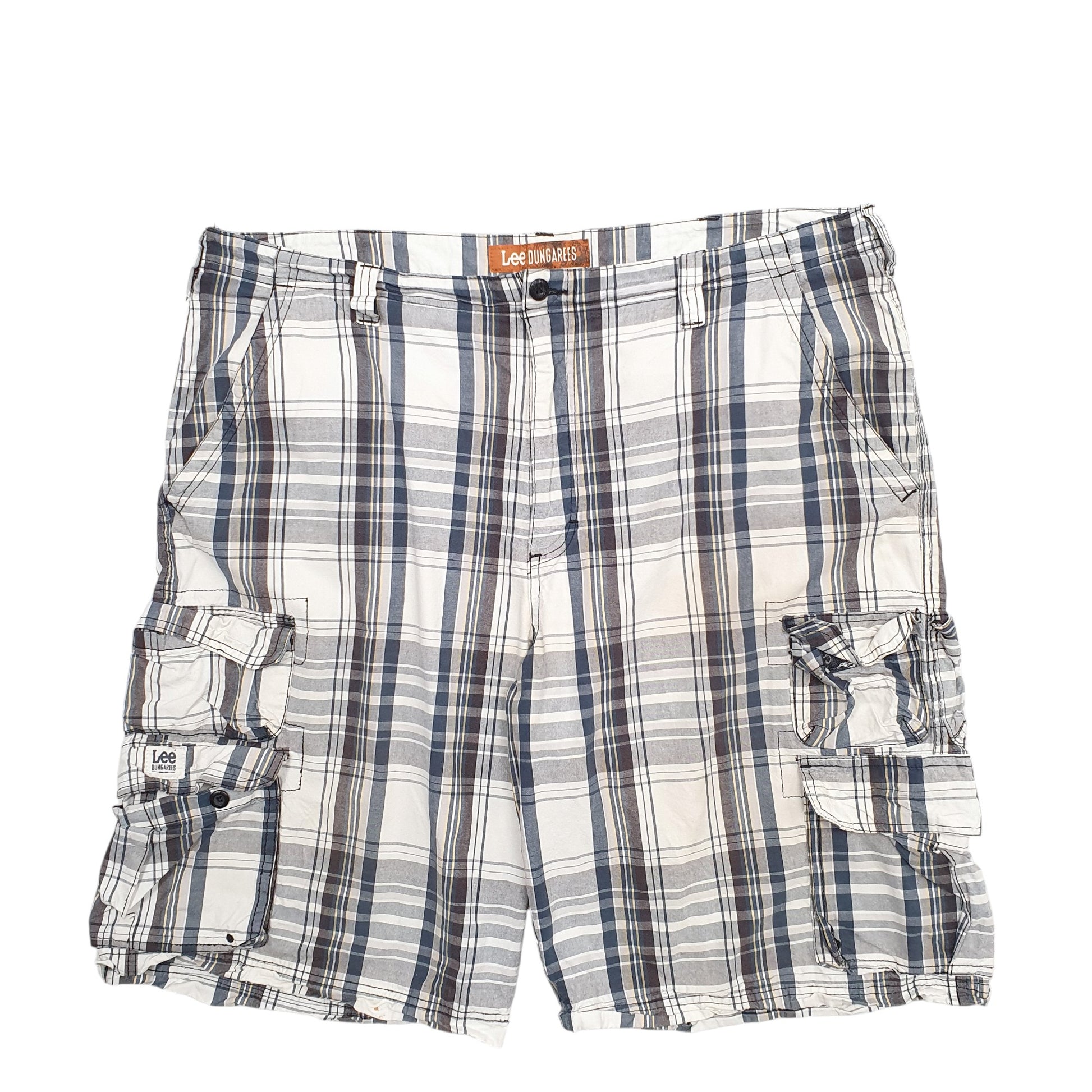 Mens Grey Lee Madras Ivy League Chino Shorts
