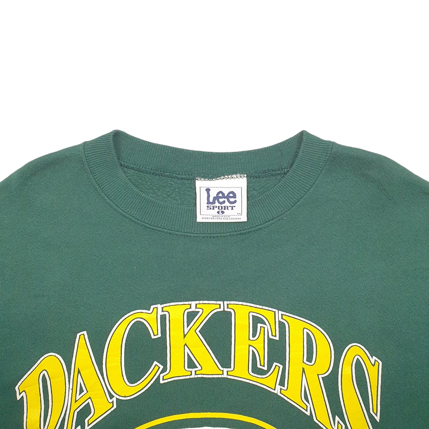 Mens Green Lee Green Bay Packers NFL Vintage 90's Made In USA Crewneck Jumper