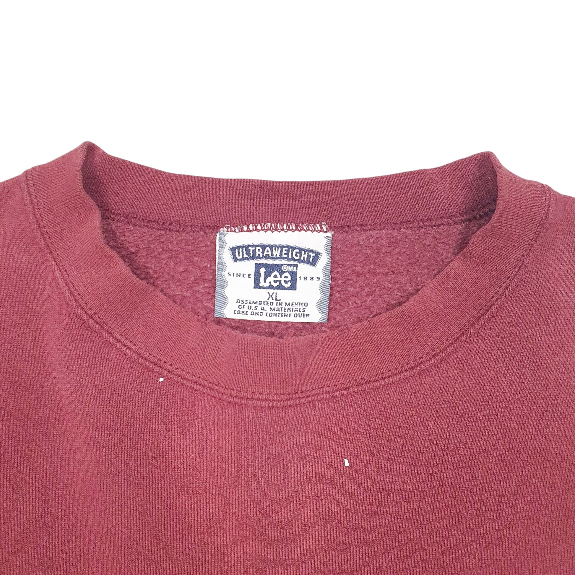 Mens Burgundy Lee Vintage Heavyweight Parker Brass Division Crewneck Jumper