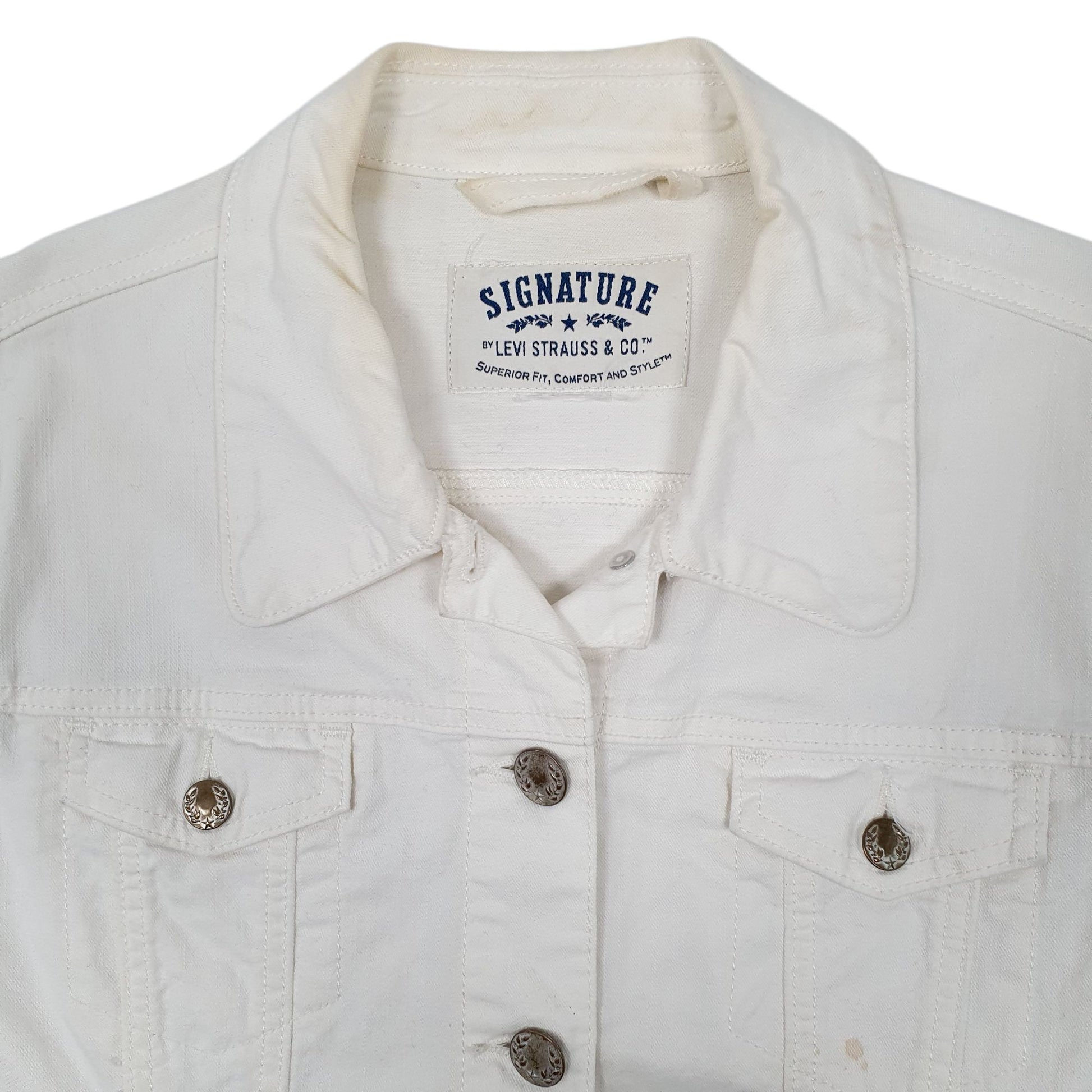 Womens White Levis Signature Trucker  Coat