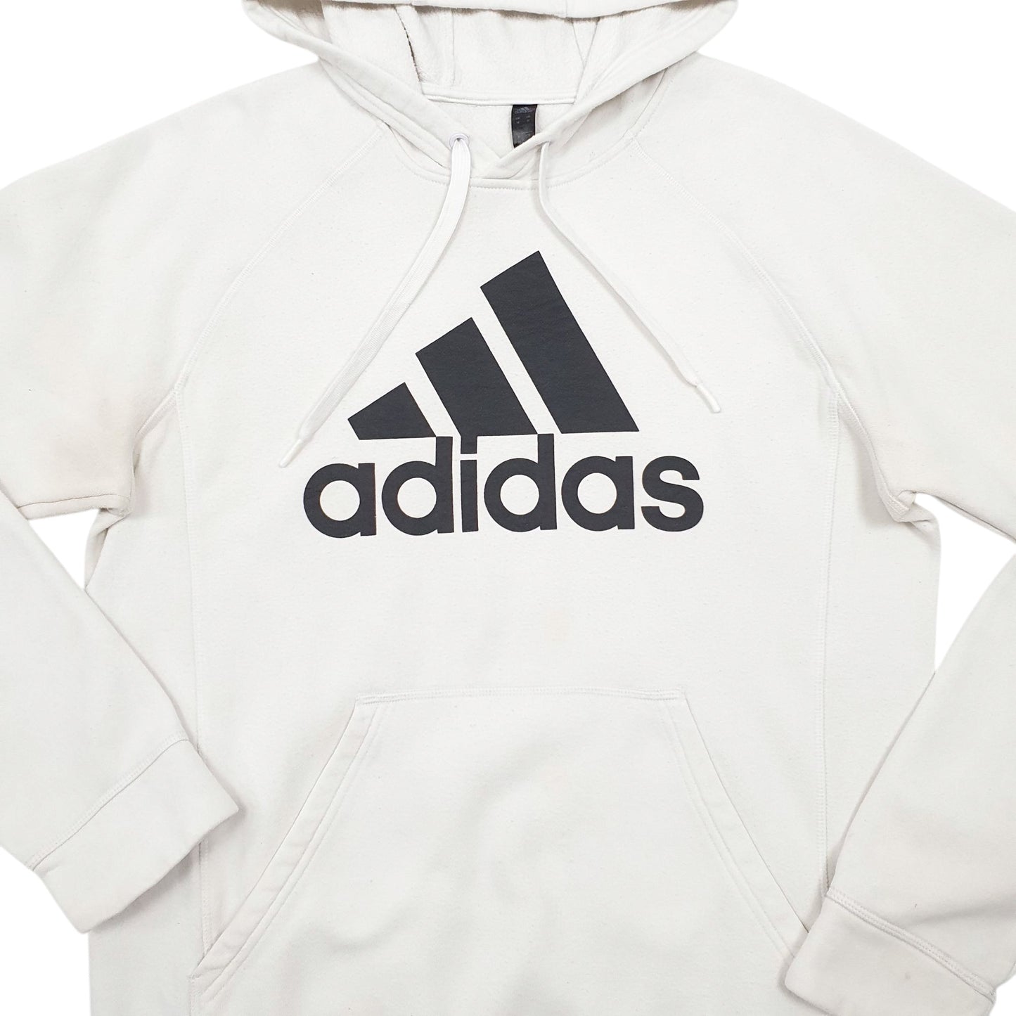 Mens White Adidas Spellout Hoodie Jumper