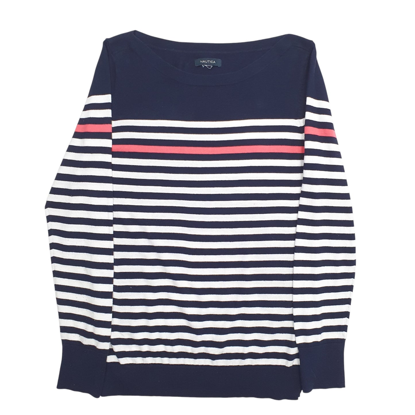 Womens Navy Nautica Stripes Long Sleeve T Shirt