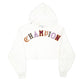 Womens Cream Champion Cropped Reverse Weave Hoodie Cut off Spellout Hoodie Jumper