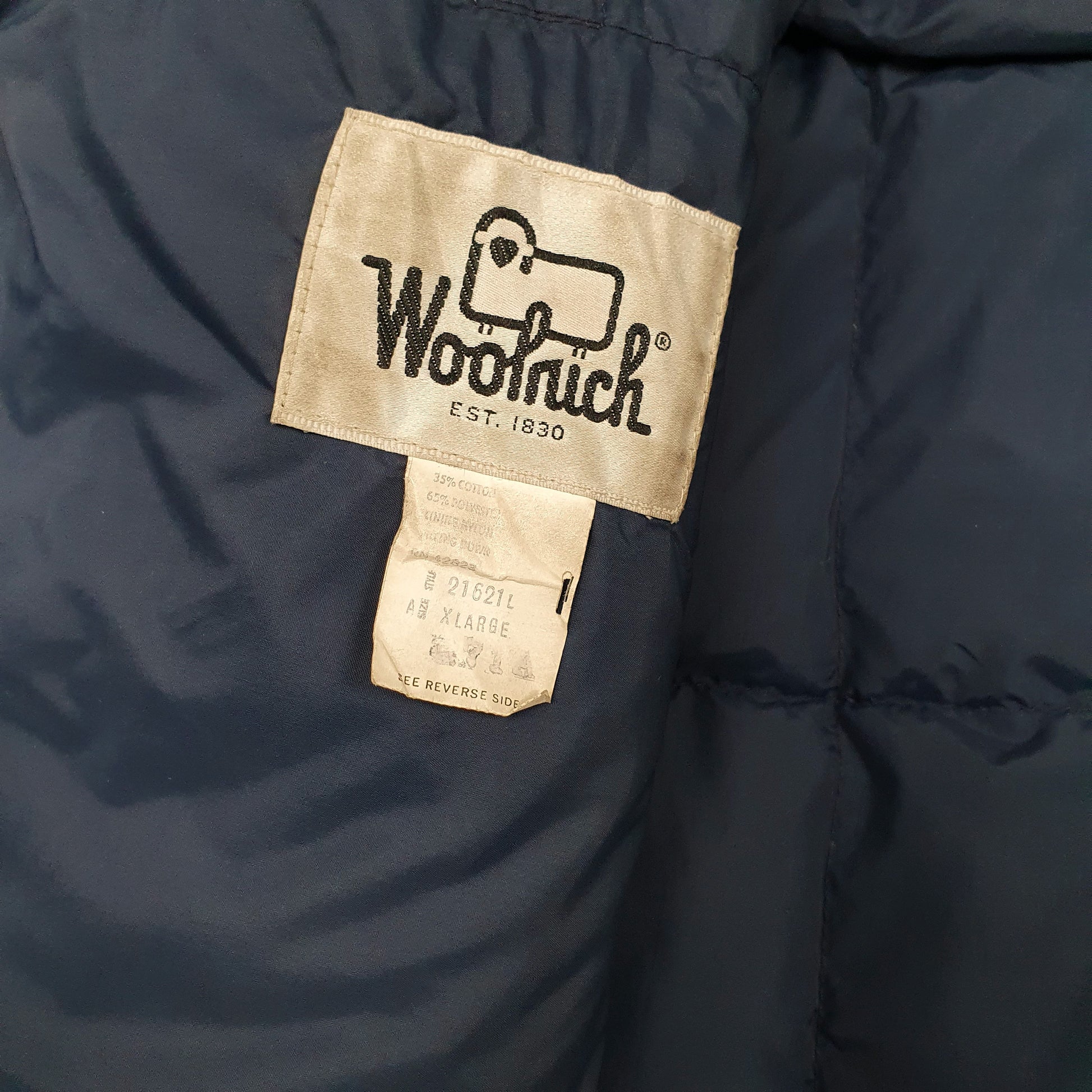 Mens Navy Woolrich Vintage 1960s 70s Made in USA Panel  Coat