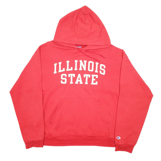 Mens Red Champion Illinois State College USA Hoodie Jumper