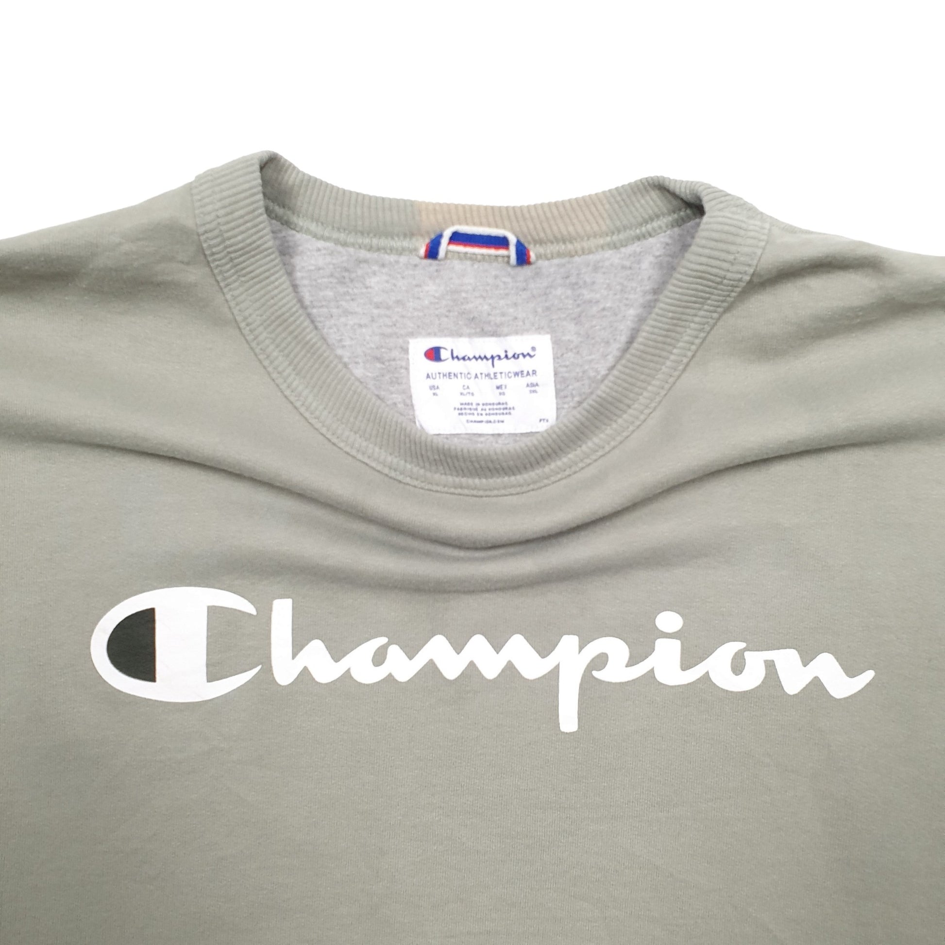 Mens Khaki Champion Spellout Crewneck Jumper
