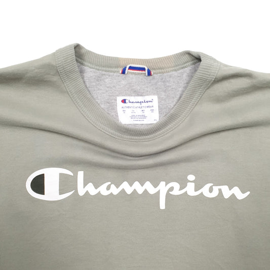 Mens Khaki Champion Spellout Crewneck Jumper