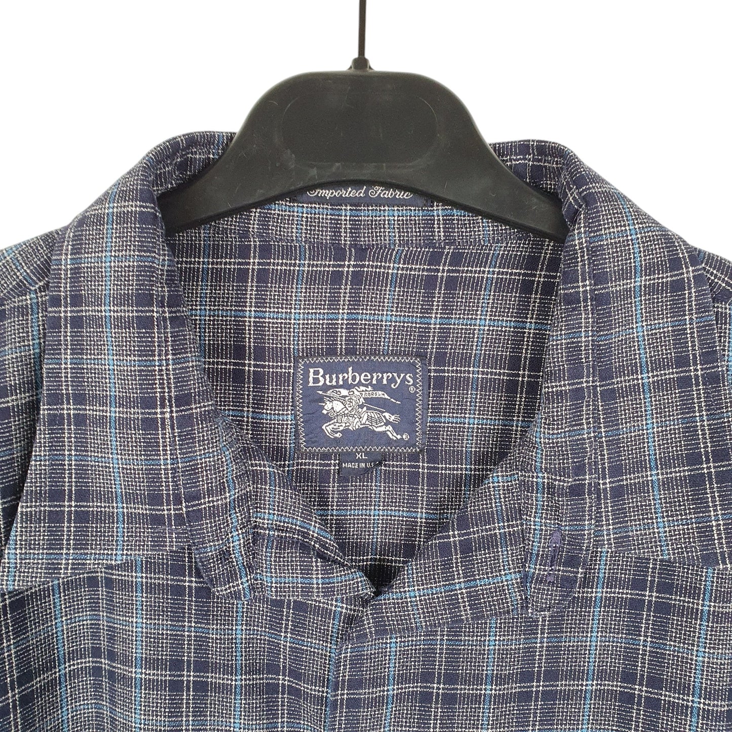 Mens Navy Burberry Made In USA Long Sleeve Shirt