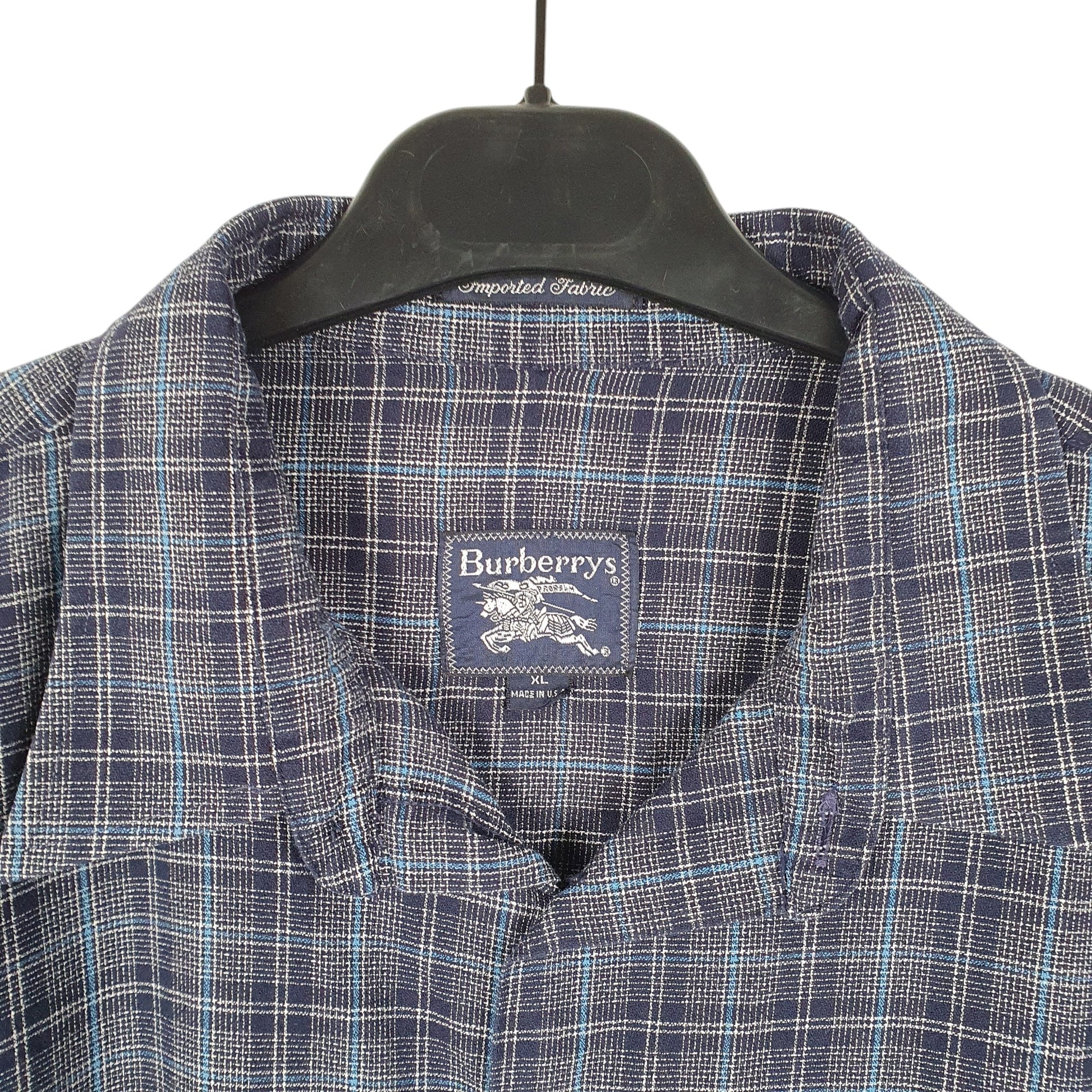 Mens Navy Burberry Made In USA Long Sleeve Shirt