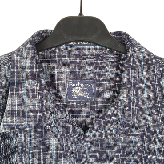 Mens Navy Burberry Made In USA Long Sleeve Shirt