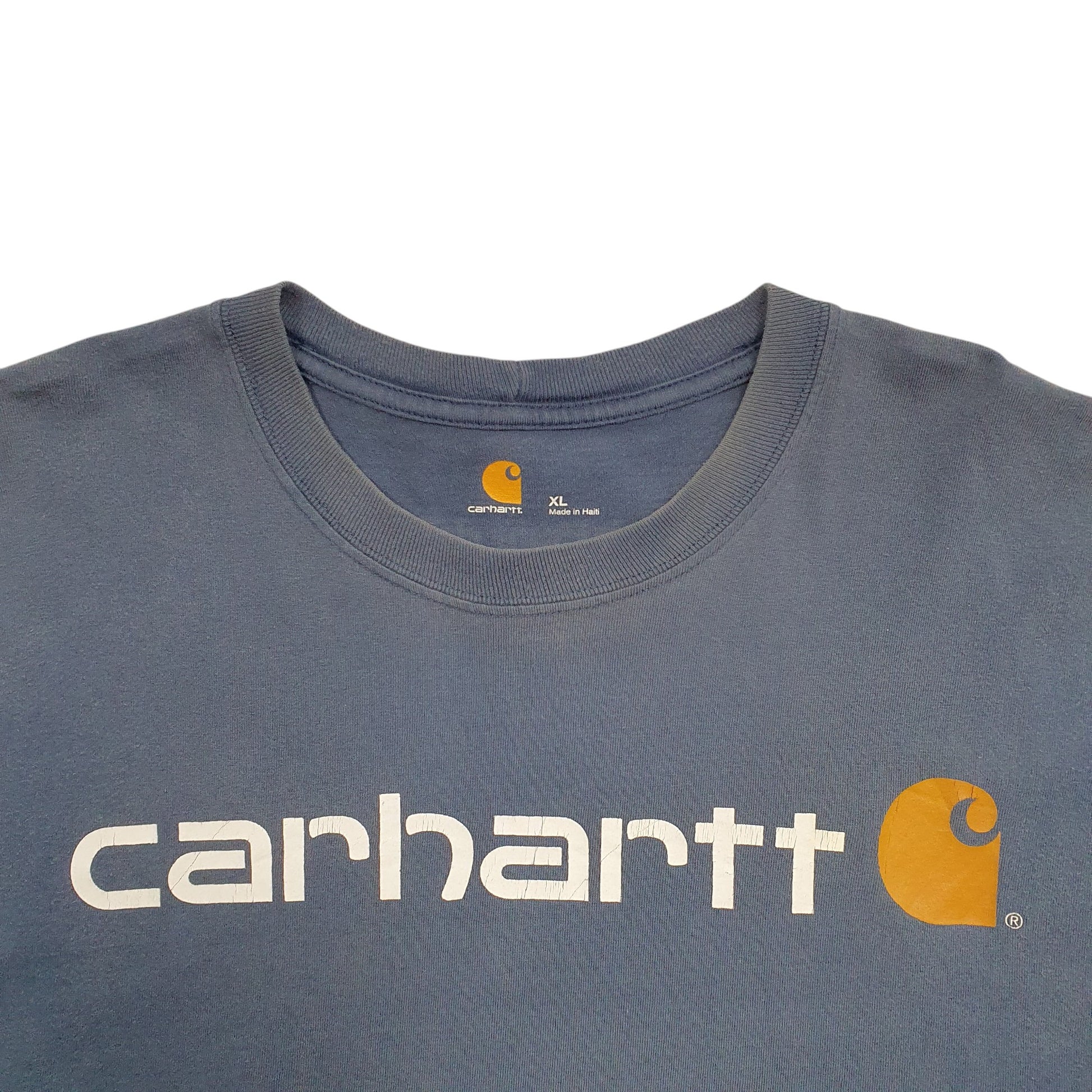 Mens Blue Carhartt Spellout Short Sleeve T Shirt