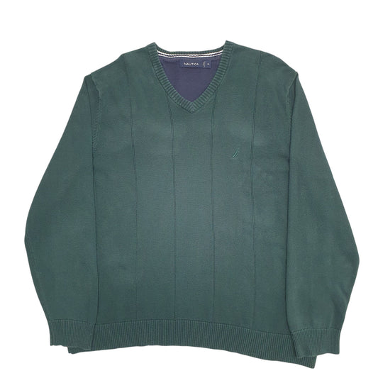 Mens Green Nautica Knit Crewneck Jumper