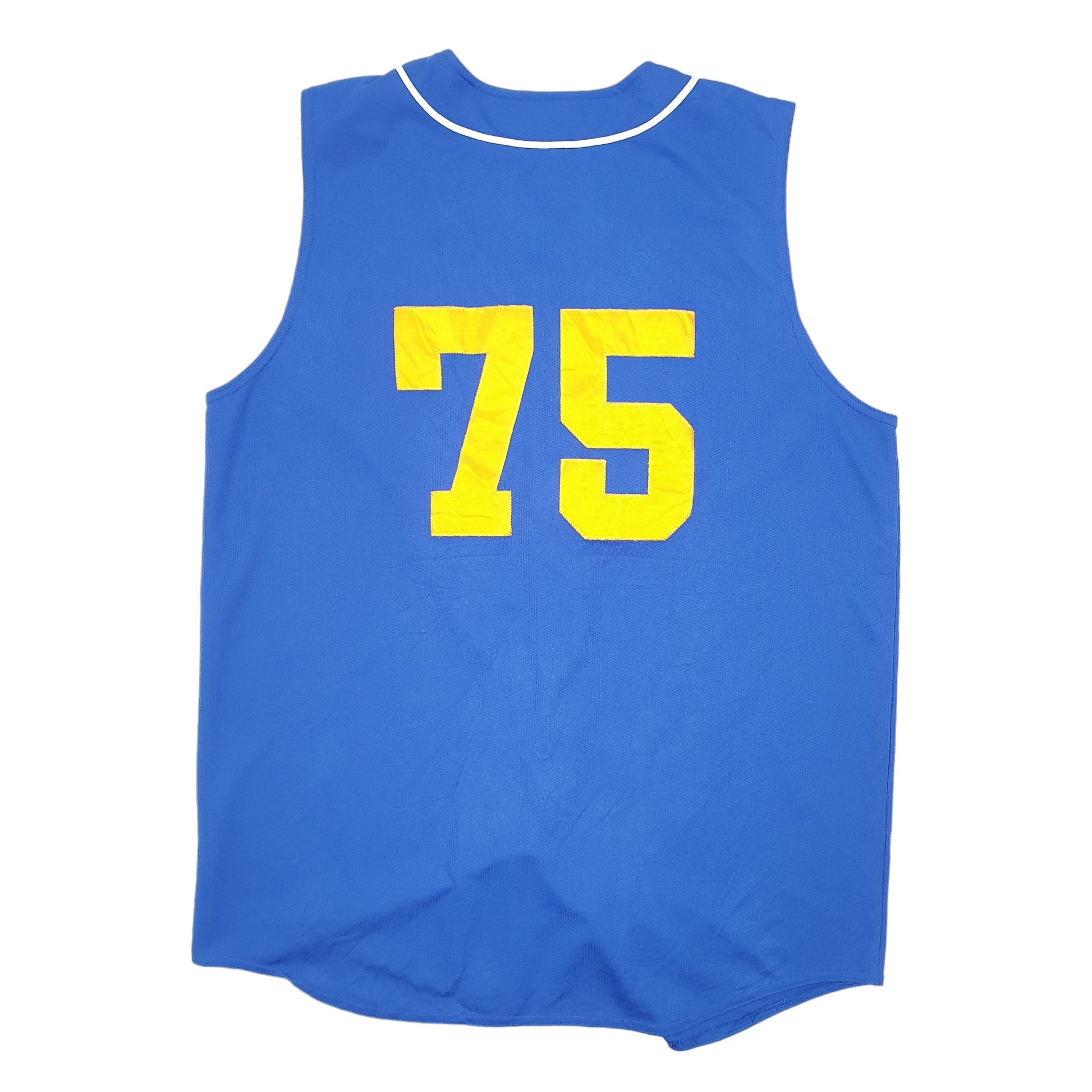 Mens Blue Augusta Sportswear Sleeveless Baseball Jersey Automated Fire Short Sleeve T Shirt