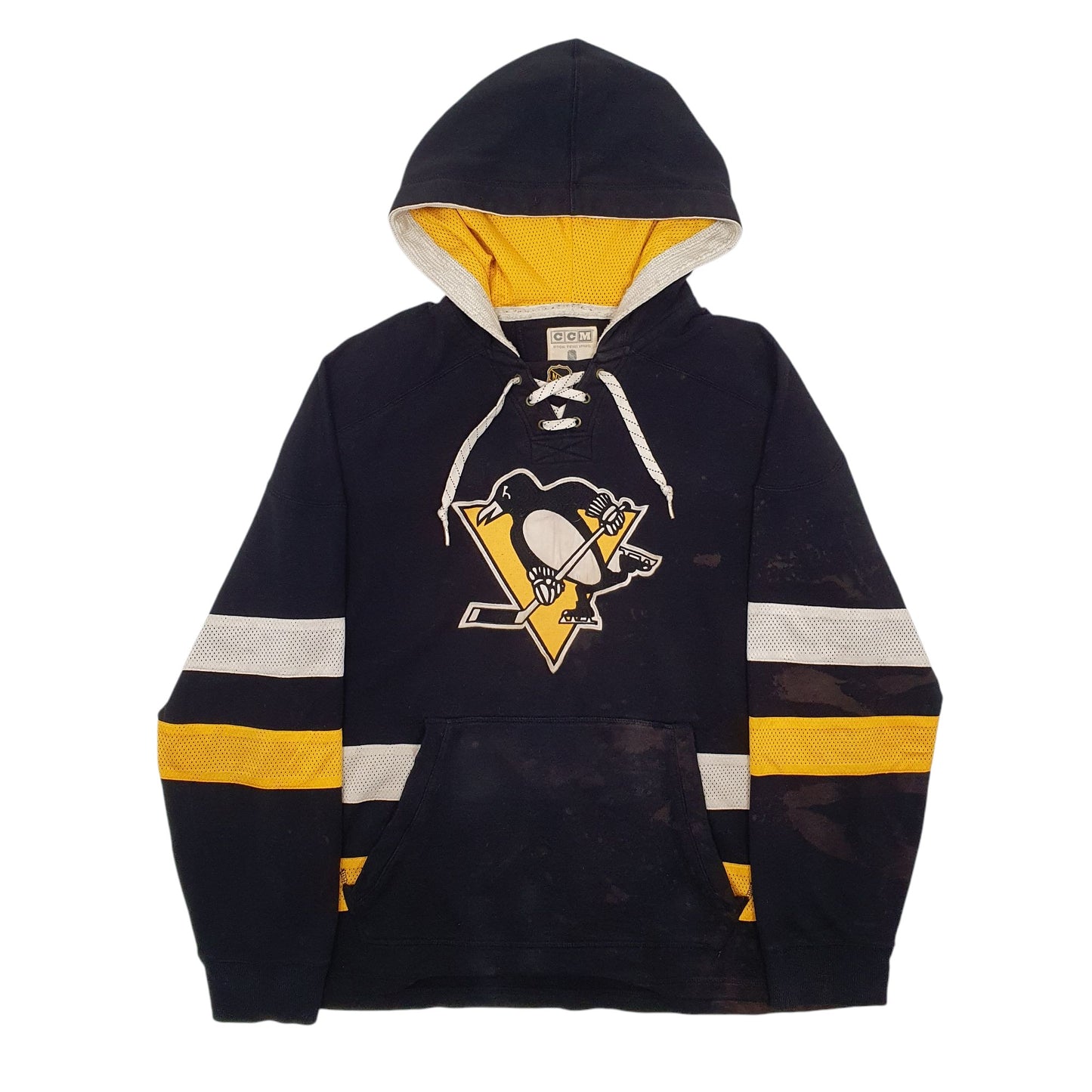 Mens Black CCM Vintage NHL Pittsburgh Penguins Hoodie Jumper