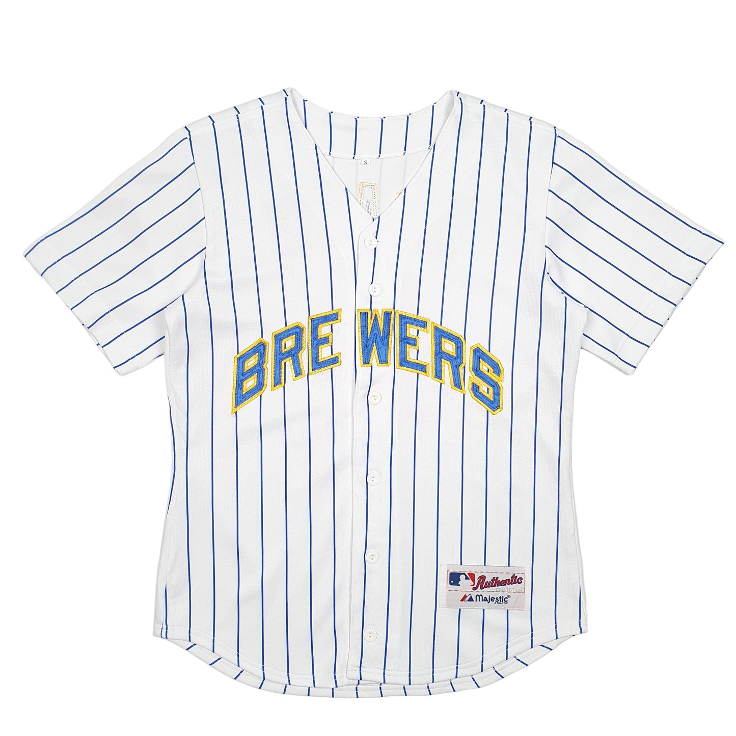 Mens White Majestic MLB Baseball Jersey Athletic Collection Milwaukee Brewers Short Sleeve T Shirt