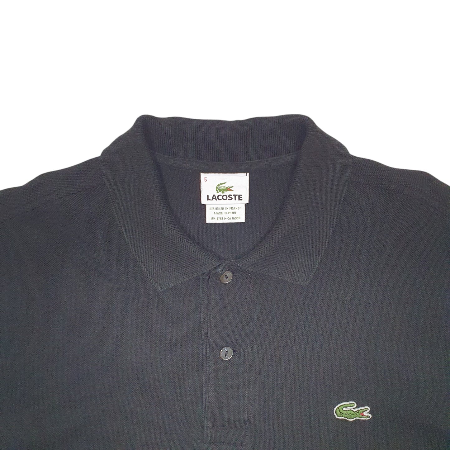 Mens Black Lacoste  Short Sleeve Polo Shirt