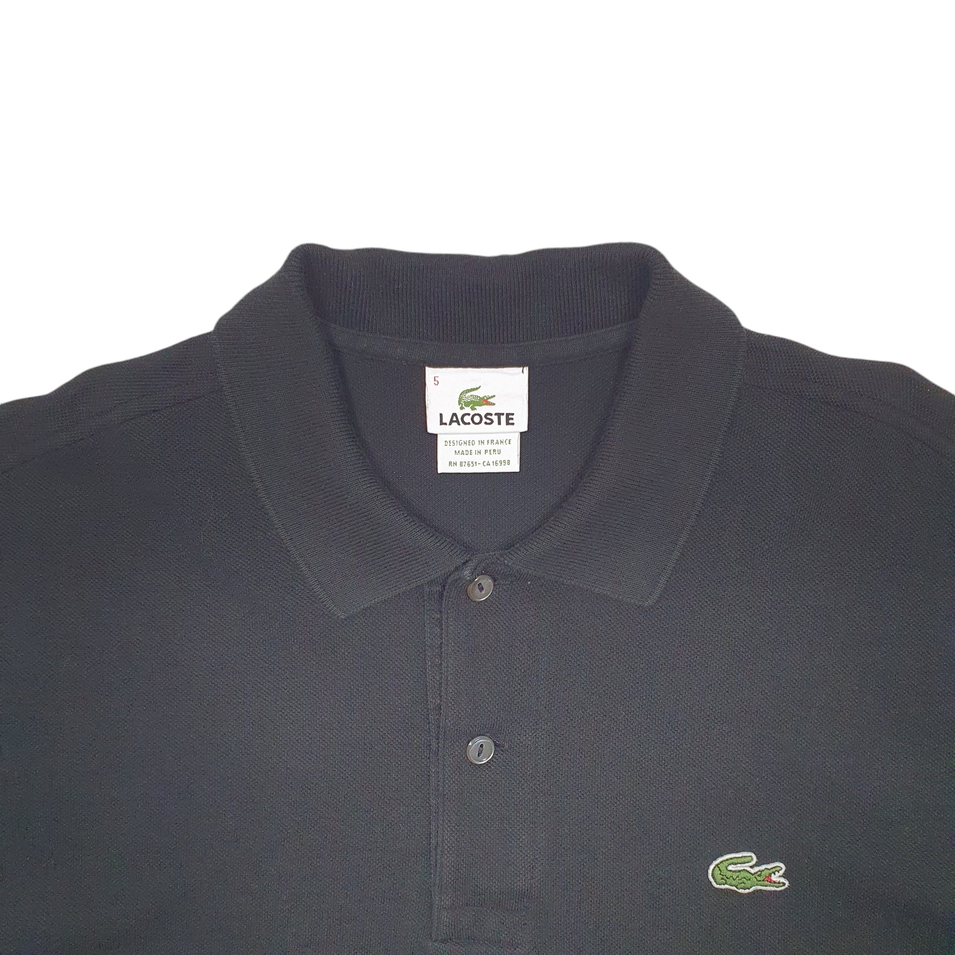 Mens Black Lacoste  Short Sleeve Polo Shirt