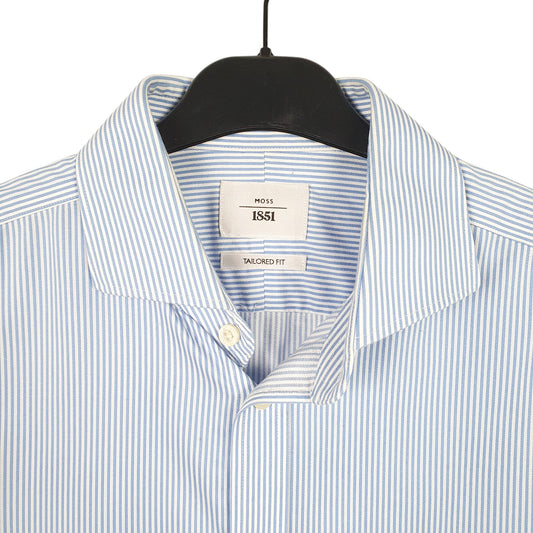 Mens Blue Moss Tailored London Long Sleeve Shirt