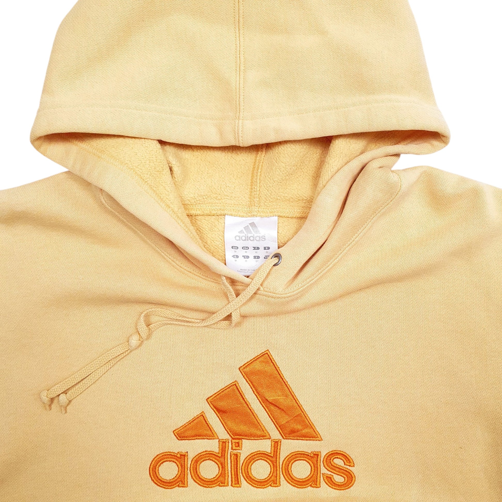 Womens Yellow Adidas Spellout Hoodie Jumper