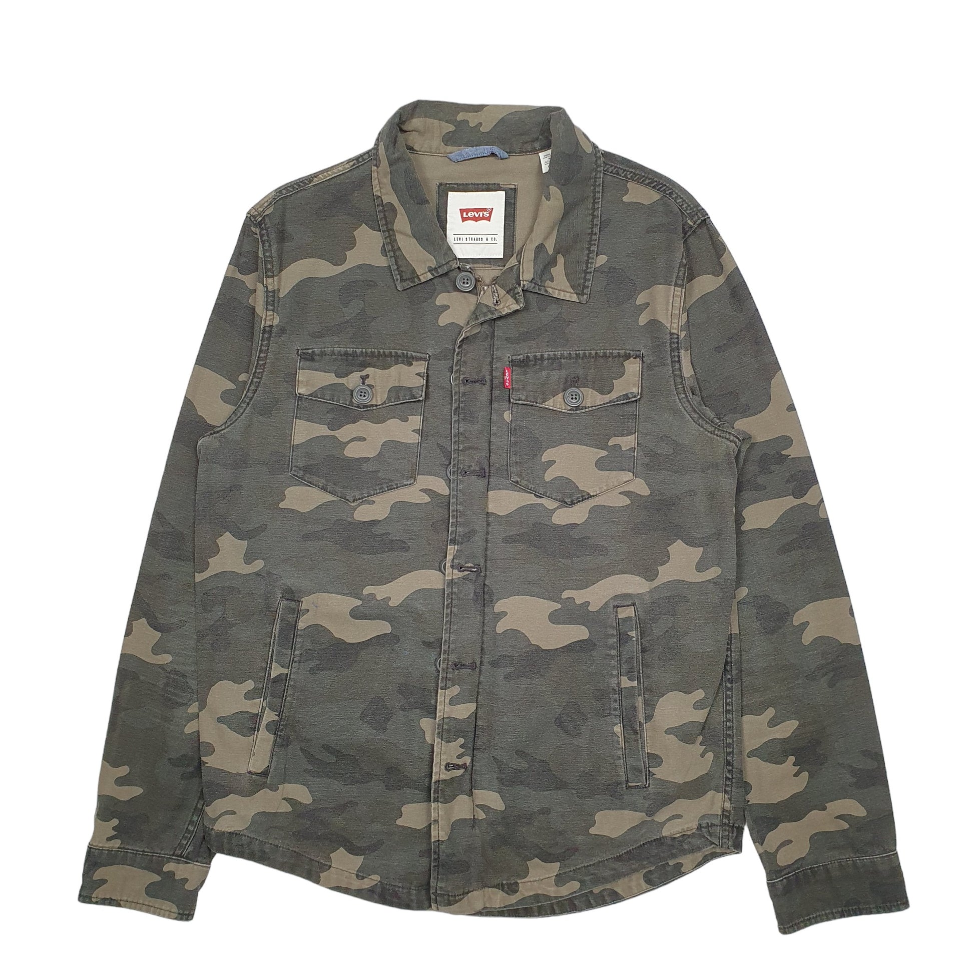 Mens Camo Levis Camo Overshirt Shacket Military Long Sleeve Shirt