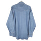Mens Blue Wrangler Denim Jeans Western Pearl Snap Cowboy Long Sleeve Shirt