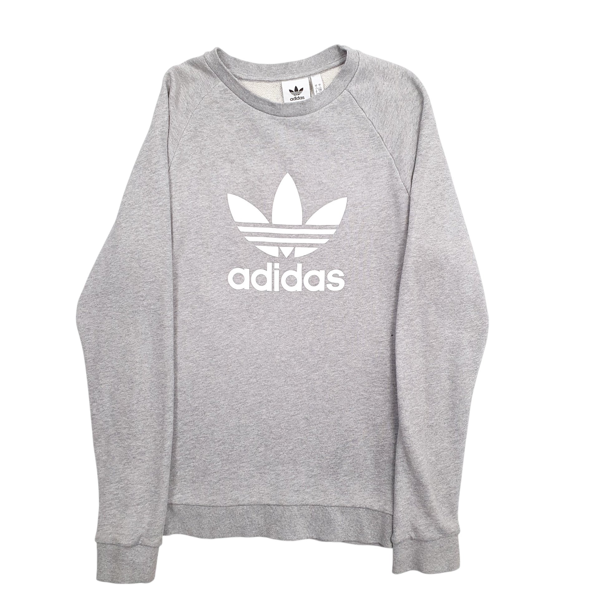 Mens Grey Adidas Spellout Crewneck Jumper