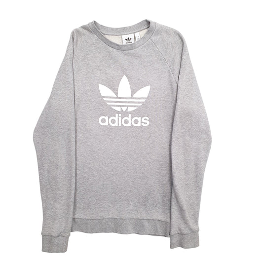 Mens Grey Adidas Spellout Crewneck Jumper