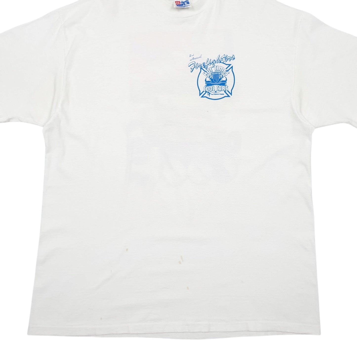 Mens White Hanes Single Stitch Vintage 90s Short Sleeve T Shirt