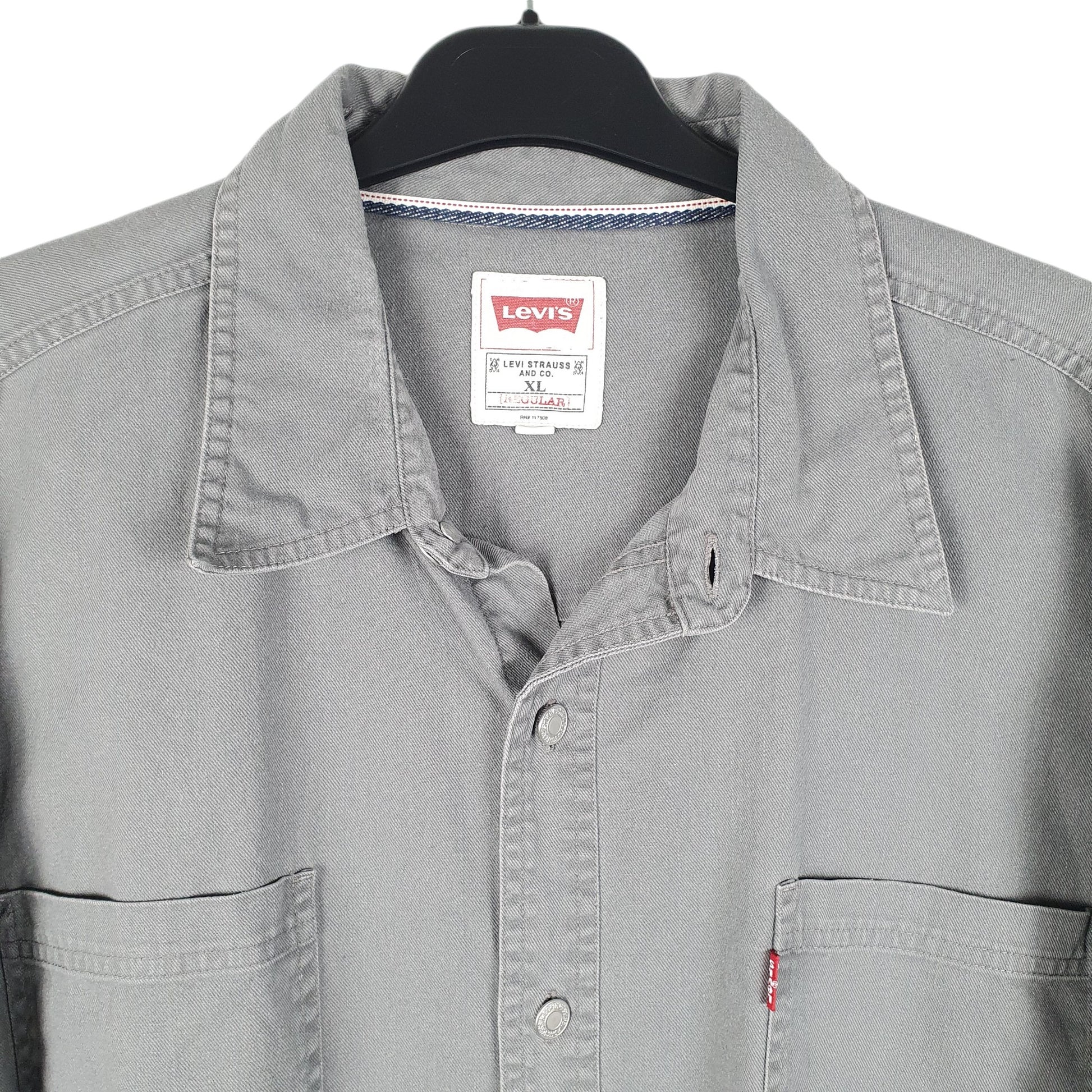 Mens Grey Levis Denim Jeans Overshirt Shacket Long Sleeve Shirt