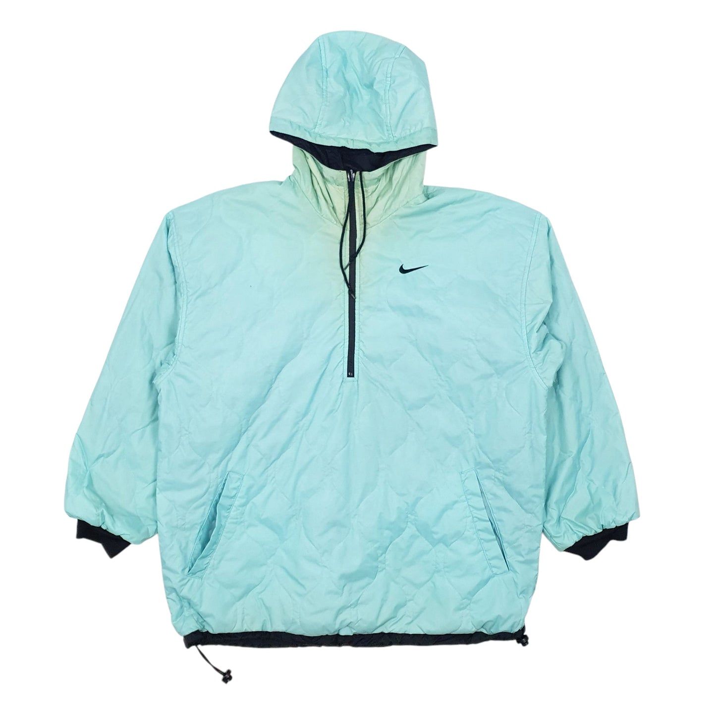 Womens Black Nike Vintage 90s Reversible Crewneck Coat