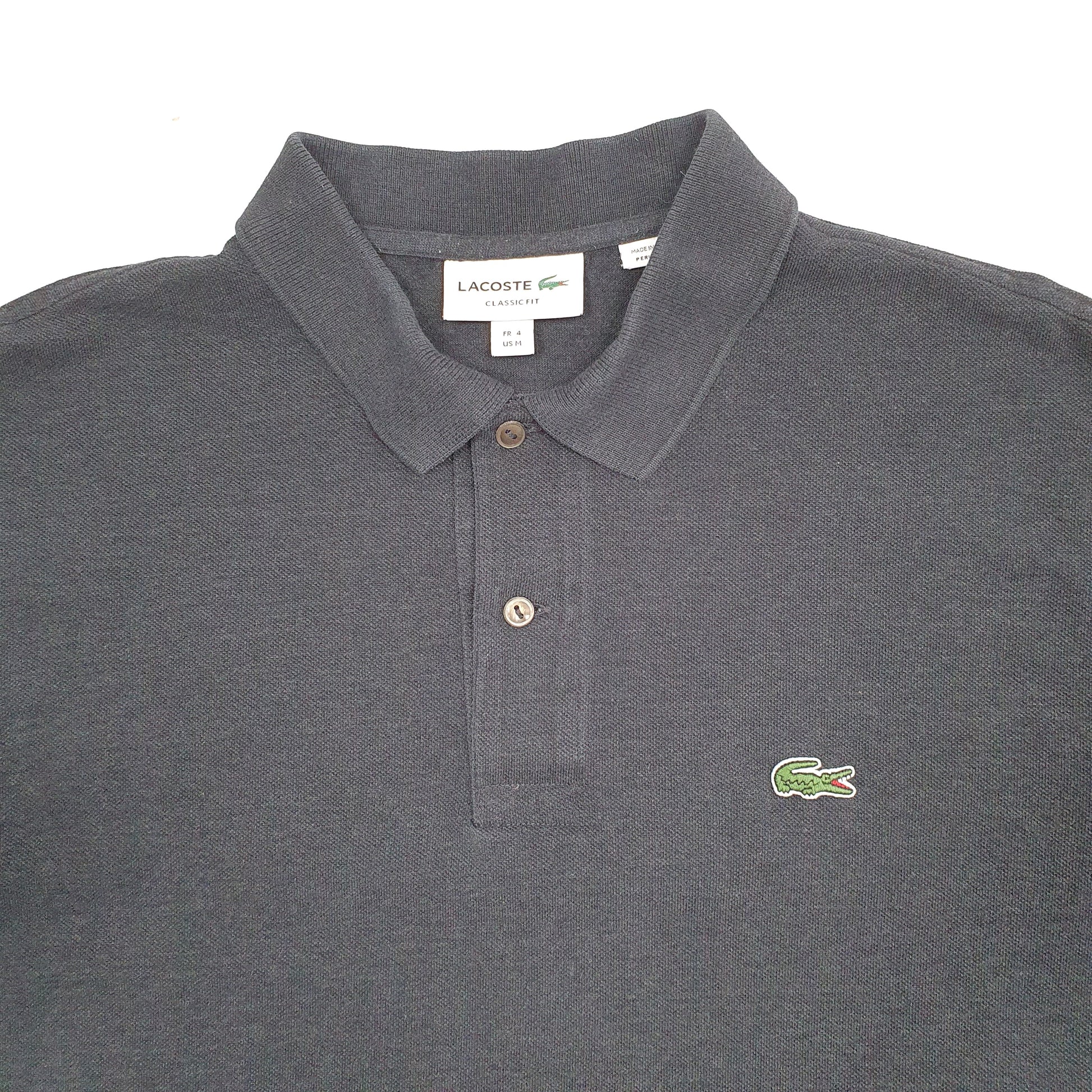 Mens Black Lacoste  Short Sleeve Polo Shirt