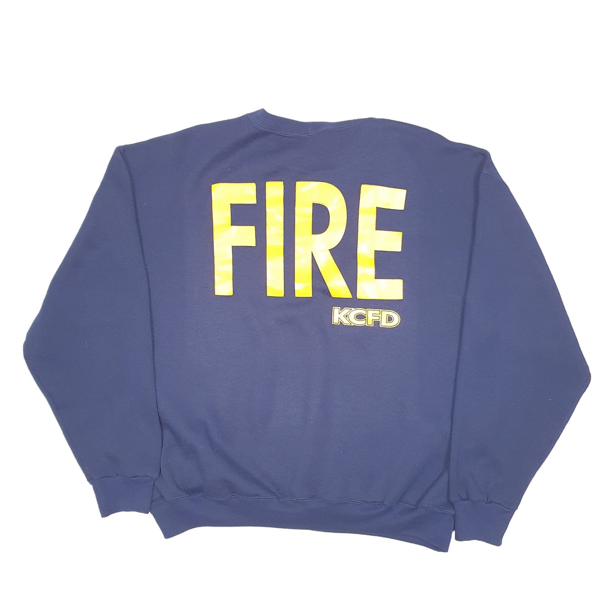 Mens Navy Unbranded Vintage KCFD Kansas City Fire Department Crewneck Jumper