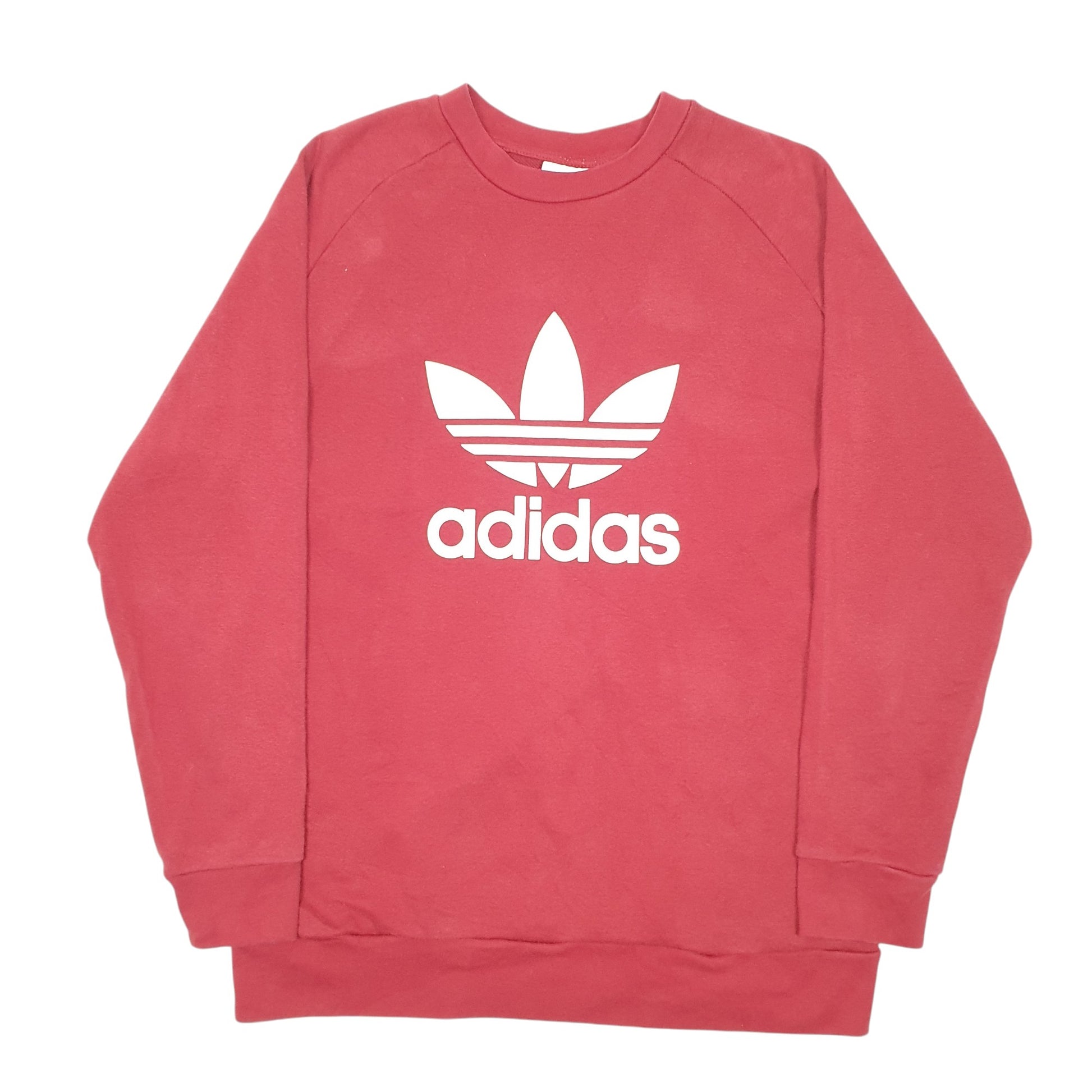 Mens Burgundy Adidas Spellout Raglan Crewneck Jumper