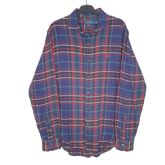 Mens Navy Ralph Lauren Flannel Overshirt Long Sleeve Shirt