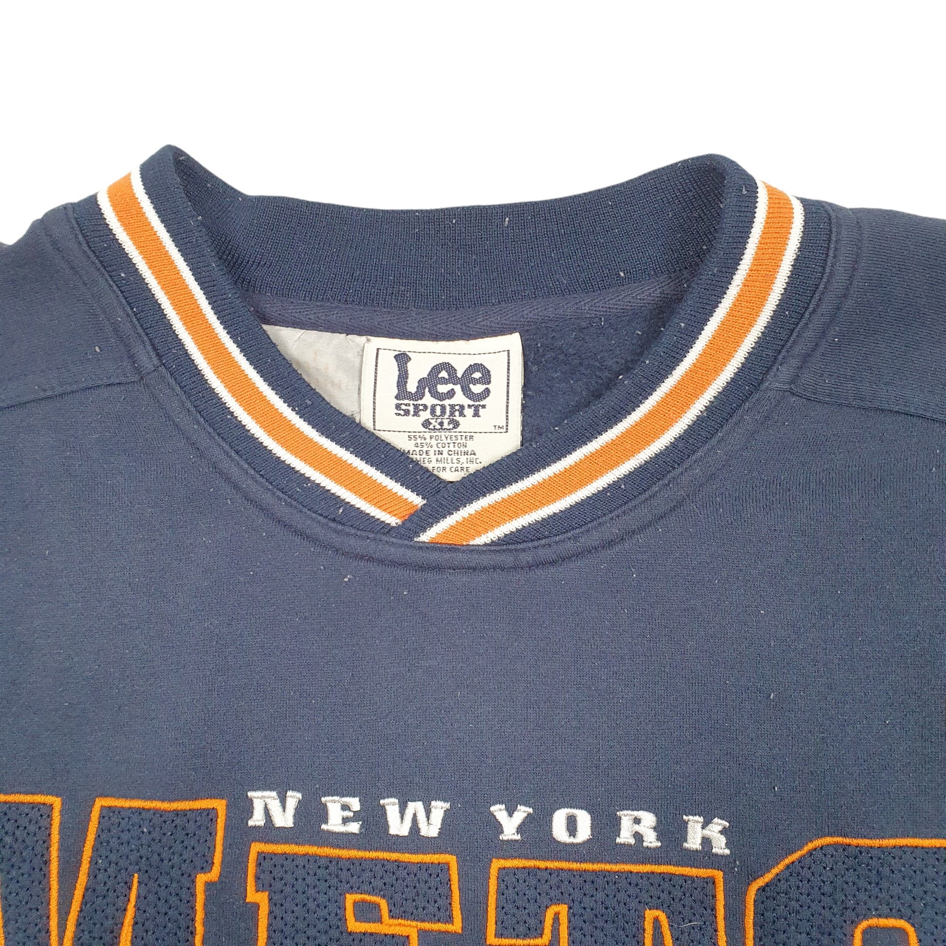 Mens Navy Lee Vintage New York Mets MLB Spellout Baseball Crewneck Jumper