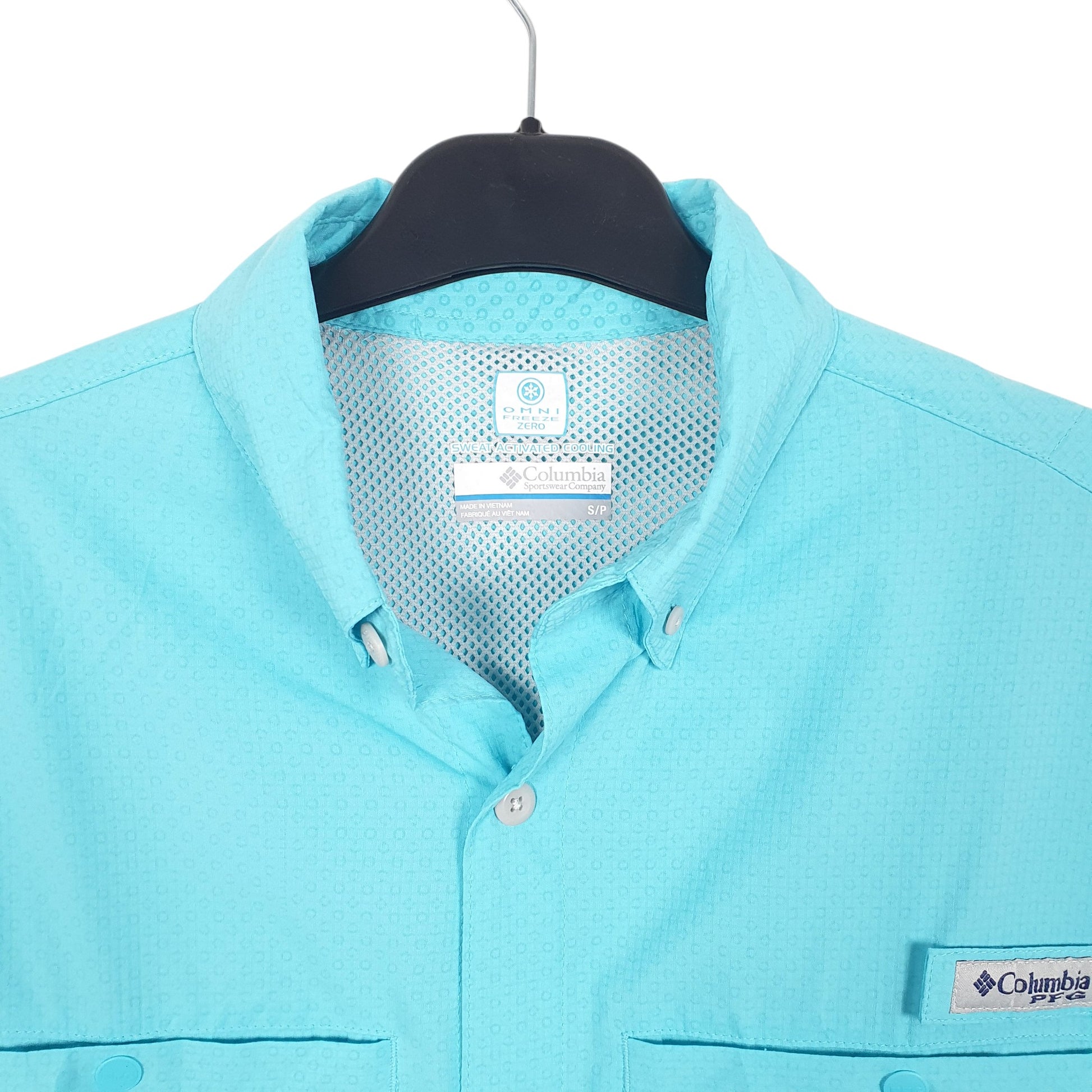Mens Turquoise Columbia Sportswear PFG Performance Fishing Gear Omni Freeze Long Sleeve Shirt