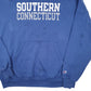 Mens Blue Champion Southern Connecticut College USA Spellout Hoodie Jumper