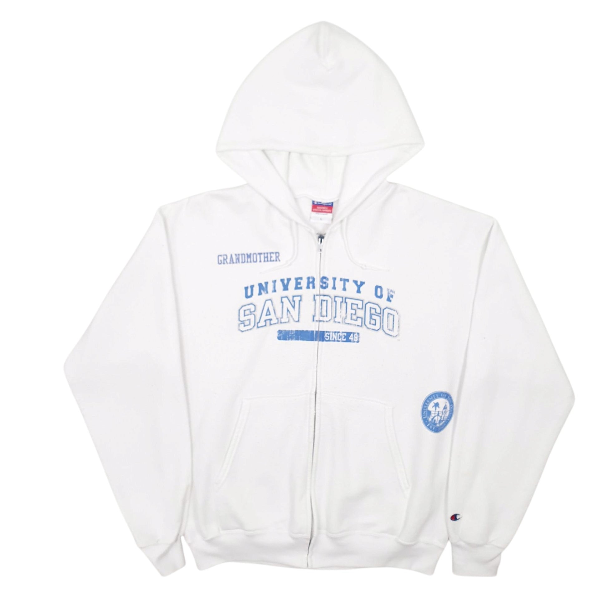 Mens White Champion University Of San Diego Full Zip Jumper