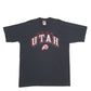 Mens Black Fruit Of The Loom Single Stitch Vintage 90s Utah Athletics Spellout Short Sleeve T Shirt
