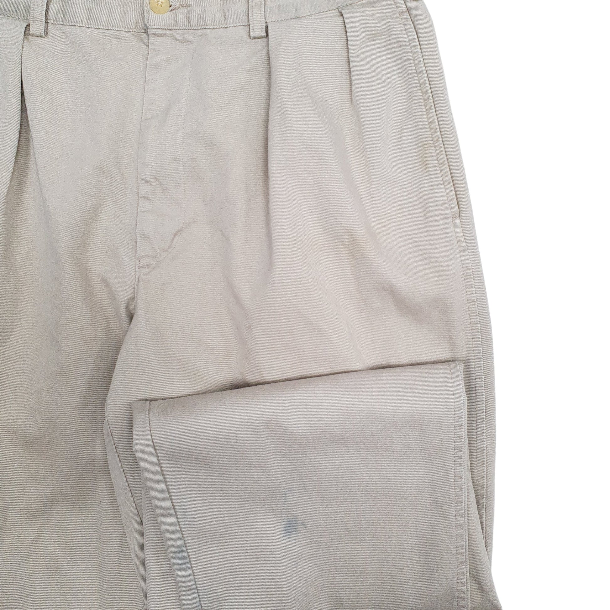 Mens Beige Polo Ralph Lauren Vintage 90s Pleated Chino Trousers