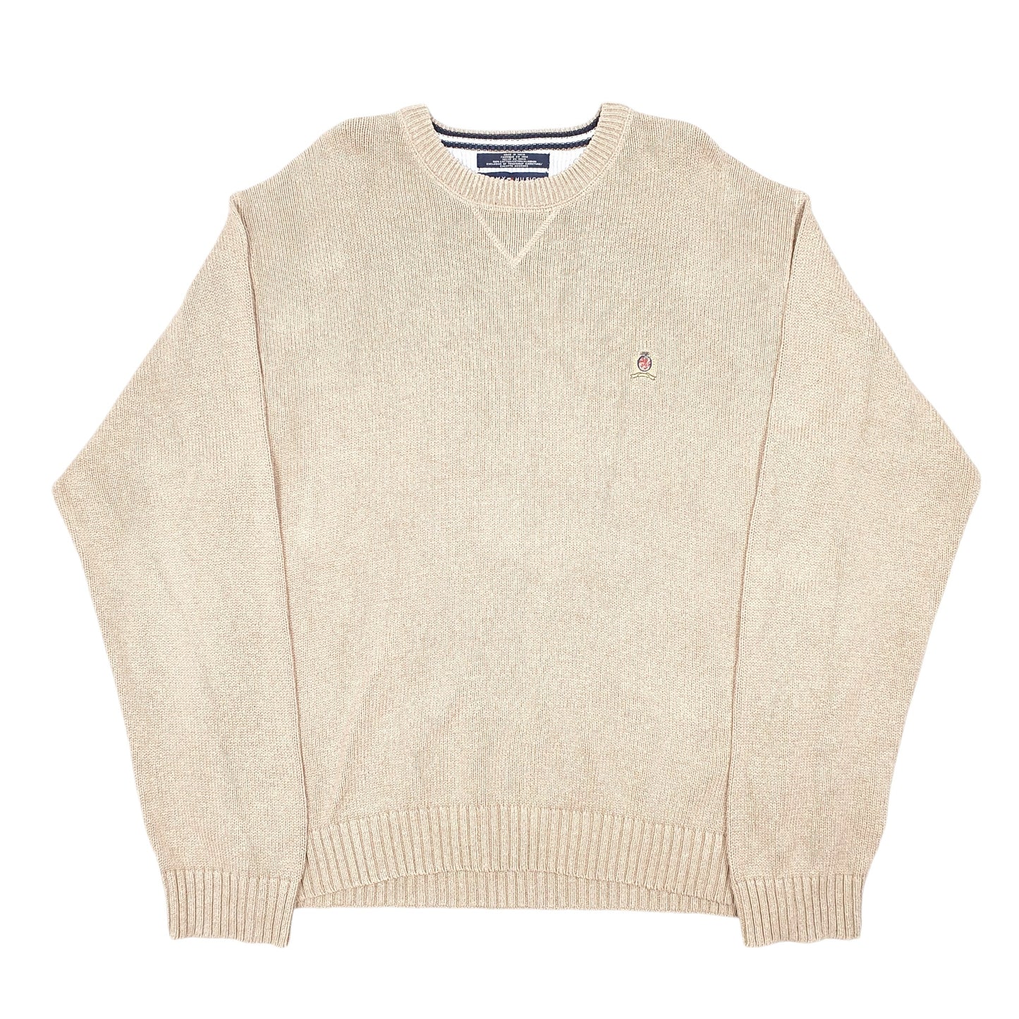 Mens Beige Tommy Hilfiger Vintage Knit Crest Crewneck Jumper