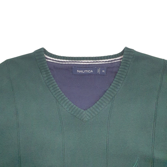 Mens Green Nautica Knit Crewneck Jumper